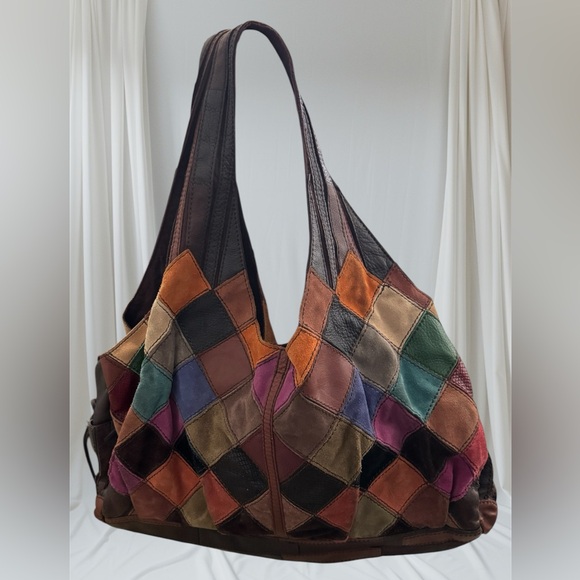 Lucky Brand Handbags - RARE Lucky Brand Boho Indie Multicolored Suede Leather Hobo Bag